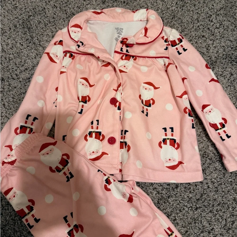 Carter’s Pink Santa Flannel Pajamas 2T